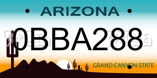 0BBA288 Arizona License Plate