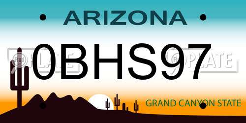 0BHS97 Arizona License Plate