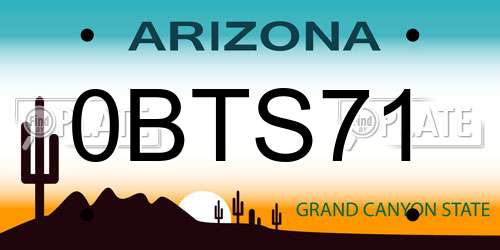 0BTS71 Arizona License Plate