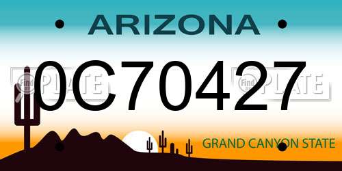 0C70427 Arizona License Plate
