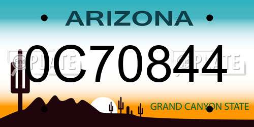 0C70844 Arizona License Plate