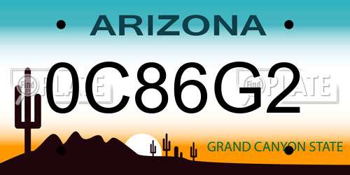 0C86G2 Arizona License Plate