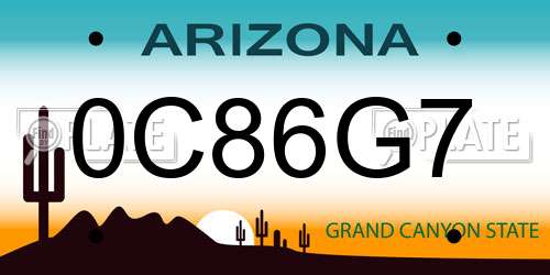0C86G7 Arizona License Plate