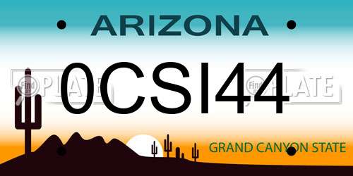 0CSI44 Arizona License Plate