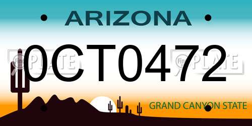0CT0472 Arizona License Plate