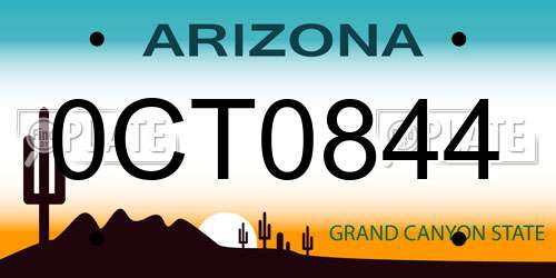 0CT0844 Arizona License Plate