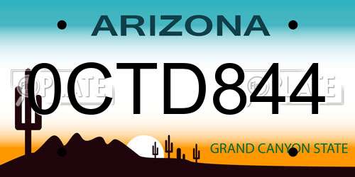 0CTD844 Arizona License Plate