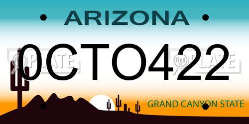 0CTO422 Arizona License Plate