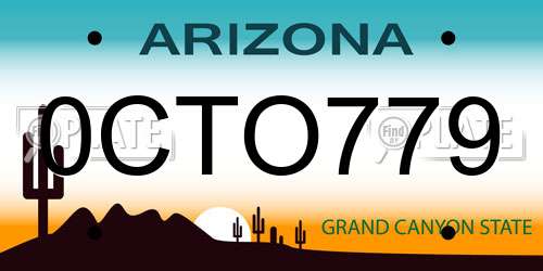 0CTO779 Arizona License Plate