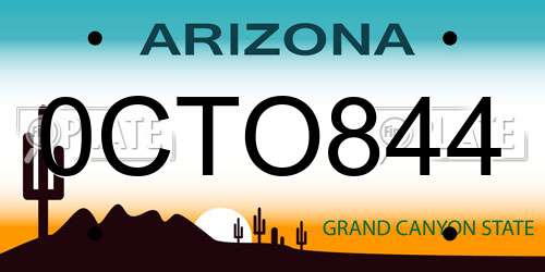 0CTO844 Arizona License Plate
