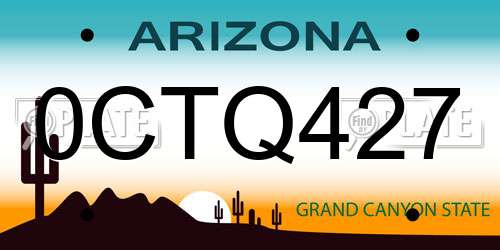 0CTQ427 Arizona License Plate