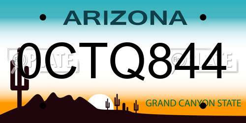 0CTQ844 Arizona License Plate