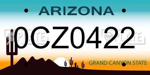 0CZ0422 Arizona License Plate