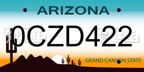 0CZD422 Arizona License Plate