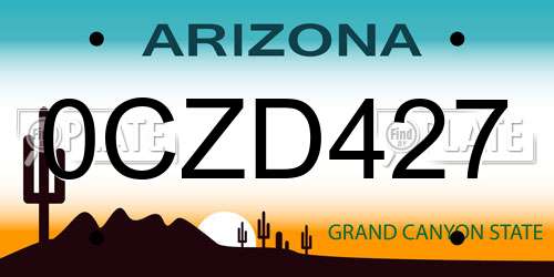 0CZD427 Arizona License Plate