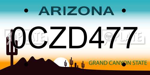 0CZD477 Arizona License Plate