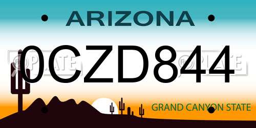 0CZD844 Arizona License Plate