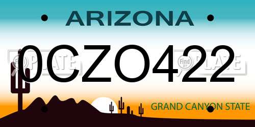 0CZO422 Arizona License Plate