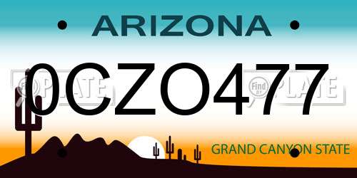 0CZO477 Arizona License Plate