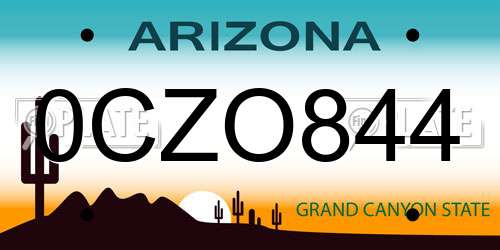 0CZO844 Arizona License Plate