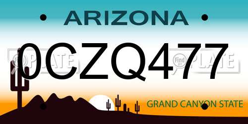 0CZQ477 Arizona License Plate