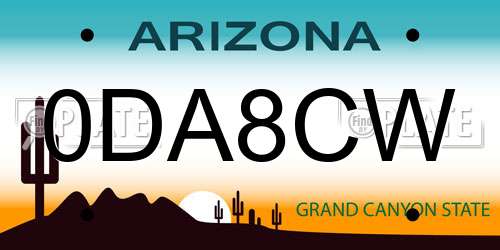 0DA8CW Arizona License Plate