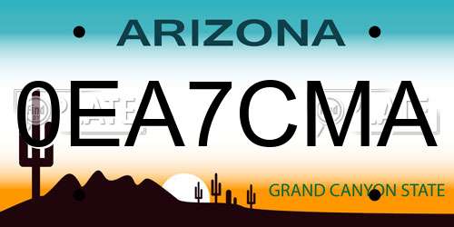 0EA7CMA Arizona License Plate