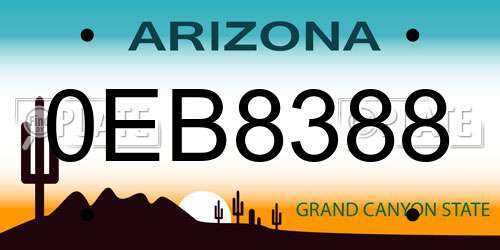 0EB8388 Arizona License Plate