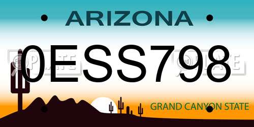0ESS798 Arizona License Plate