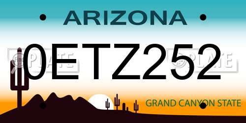 0ETZ252 Arizona License Plate