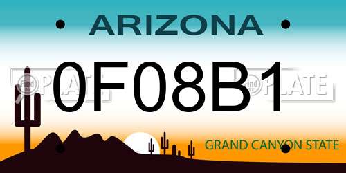 0F08B1 Arizona License Plate