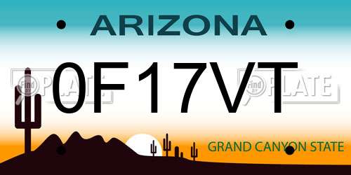 0F17VT Arizona License Plate
