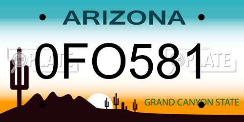 0FO581 Arizona License Plate