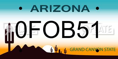 0FOB51 Arizona License Plate