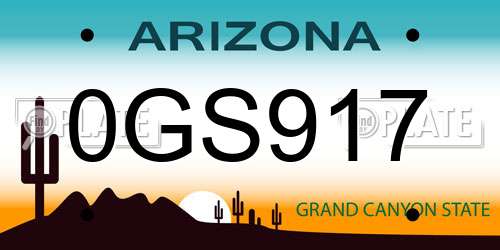 0GS917 Arizona License Plate