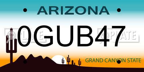 0GUB47 Arizona License Plate