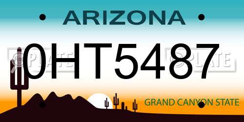 0HT5487 Arizona License Plate