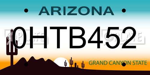 0HTB452 Arizona License Plate