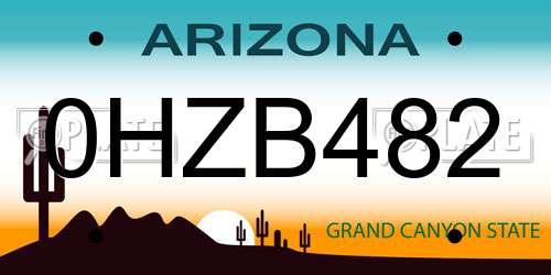 0HZB482 Arizona License Plate