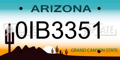 0IB3351 Arizona License Plate