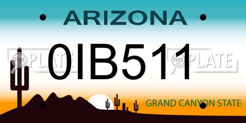 0IB511 Arizona License Plate
