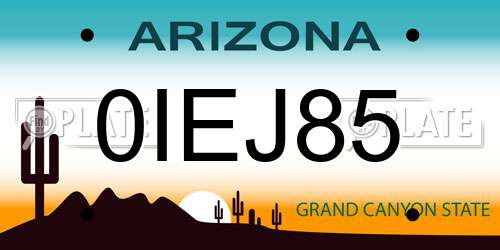 0IEJ85 Arizona License Plate