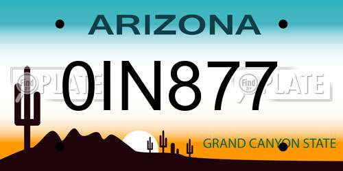 0IN877 Arizona License Plate
