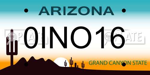 0INO16 Arizona License Plate