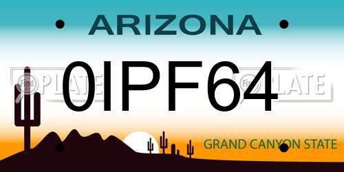 0IPF64 Arizona License Plate