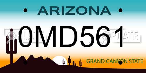 0MD561 Arizona License Plate