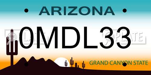 0MDL33 Arizona License Plate