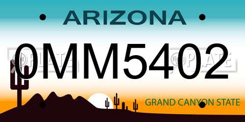0MM5402 Arizona License Plate