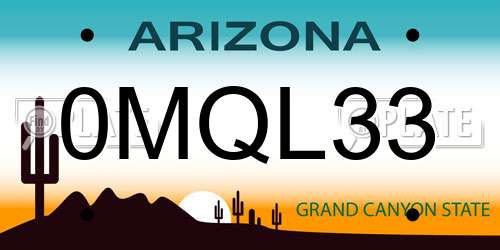0MQL33 Arizona License Plate