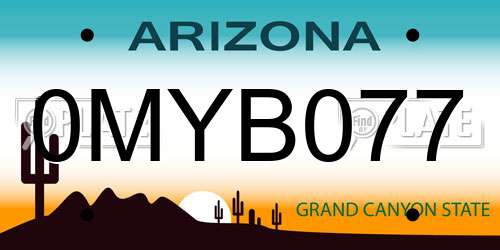 0MYB077 Arizona License Plate